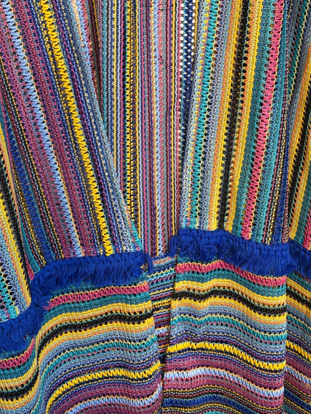 DAVI & DANI Rainbow Striped Knit Top with Blue Trim - Picture 2 of 6